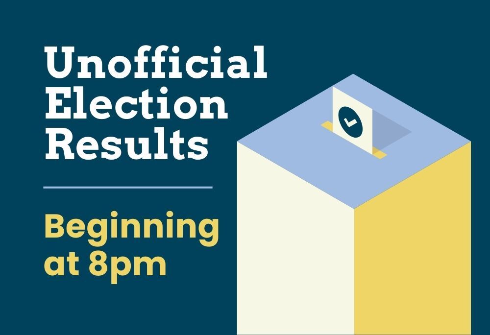 Unofficial election results begin at 8 p.m.