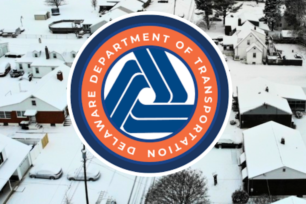 DelDOT logo with snow filled community